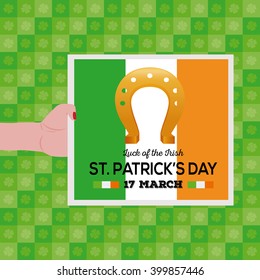 Isolated card with a horseshoe icon and text on a textured background