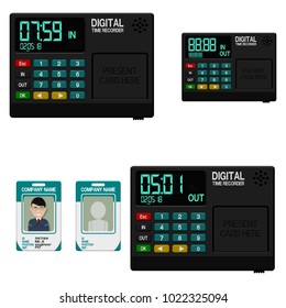 Isolated Card identification time recorder  on transparent background.
