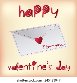 an isolated card with text and a heart for valentine's day