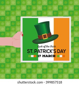 Isolated card with a traditional hat and text on a textured background