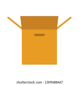 Isolated cardboard box on white background. Flat box icon. Vector graphic.