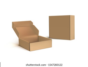 Isolated Cardboard Boxes On White Background. EPS10 Vector