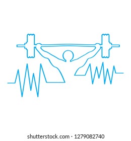 isolated cardiogram with a man lifting a weight. Vector illustration design