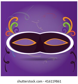 Isolated carnival mask with some ornaments on a purple background