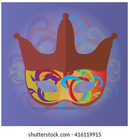 Isolated carnival mask with some ornaments on a purple background