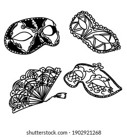 isolated carnival masks. vector. Cartoon. mardi gras carnival. suitable for thematic events, printing and textiles.