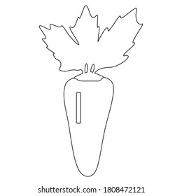 Isolated carrot on the white background. Icon for web design. Vector illustration isolated design. Thin line vector. Vegetarian healthy food. Thin line web icon.