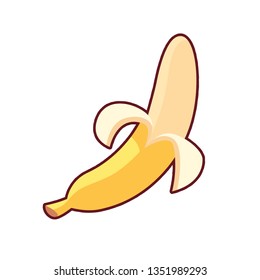 Isolated cartoon banana with stroke. Vector clip art illustration.