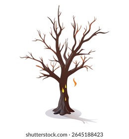 Isolated cartoon bare tree clip art for fall autumn season graphic design element in vector style