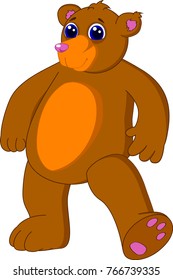 Isolated cartoon bear on white background.