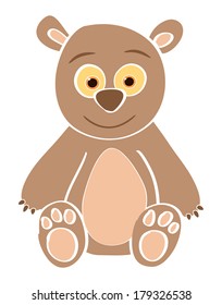 Isolated cartoon bear. Vector illustration on white background.