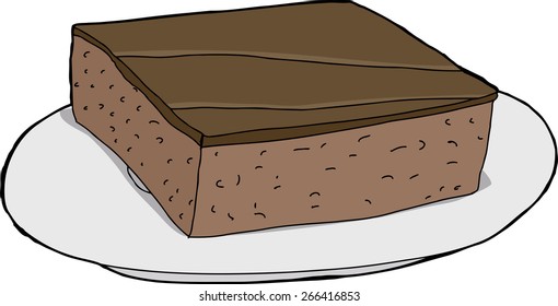 Isolated cartoon brownie on plate over white background