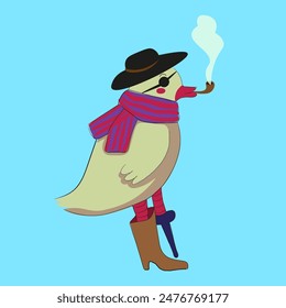 isolated cartoon character bird animal illustration in vector. object icon for poster sticker design logo print