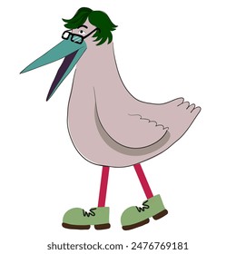 isolated cartoon character bird animal illustration in vector. object icon for poster sticker design logo print