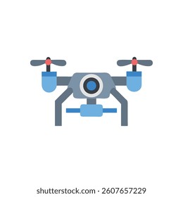 Isolated cartoon drone with camera aerial technology concept