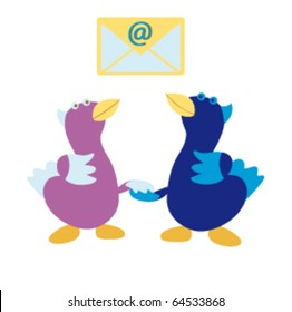Isolated cartoon ducks on white background (vector version eps 8). Raster version is also available.