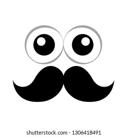 Isolated cartoon eyes with moustache. Vector illustration design