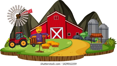 Isolated cartoon farm scene  illustration
