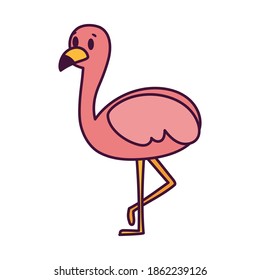 Isolated cartoon of a flamingo - Vector illustration