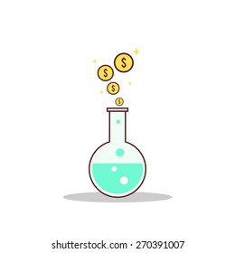 Isolated cartoon formula to getting rich