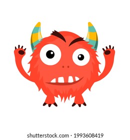 Isolated cartoon furry monster,vector cartoon,alien monster illustration.