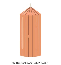 Isolated cartoon geometric red candle. Modern decoration for home interior, spa, relax. Flat vector illustration on white background
