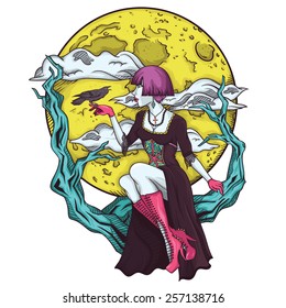 Isolated cartoon gothic princes of the moon