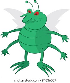 Isolated cartoon green bug standing