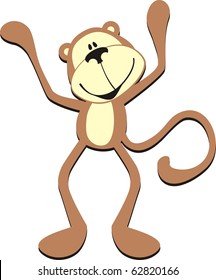 isolated cartoon greeting monkey, individual objects very easy to edit in vector format