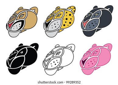 Isolated cartoon heads of the big cats - vector illustration