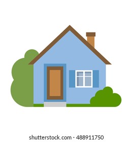 Isolated cartoon house. Simple suburban house. Concept of real estate, property and ownership.