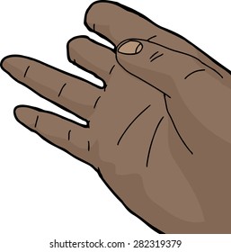 Isolated cartoon of human hand with missing fingers