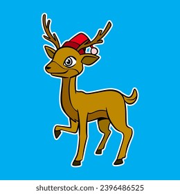 isolated cartoon illustration of deer with tosca background