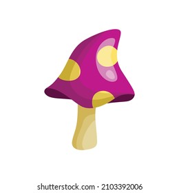Isolated cartoon illustration of magic fairy poisonous mushroom.