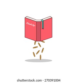 Isolated cartoon knowledge book to earn money