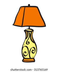 Isolated cartoon lamp symbol. Vector illustration on white background.