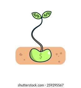 Isolated cartoon little investment green seed