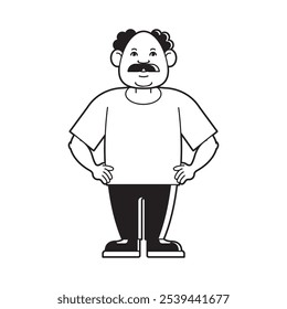 isolated cartoon man hands on hip