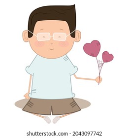Caricatura aislada de un hombre con corazón