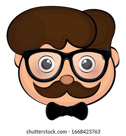 Isolated cartoon of a man portrait with glasses - Vector illustration