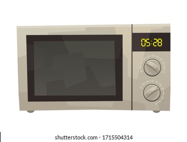 Isolated cartoon microwave on white background vector kitchen thing