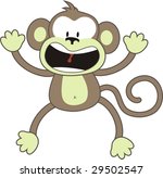 isolated cartoon monkey, individual objects very easy to edit
