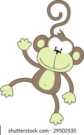 isolated cartoon monkey, individual objects very easy to edit