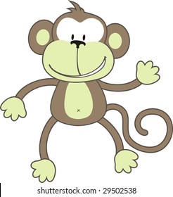 isolated cartoon monkey, individual objects very easy to edit