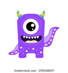 Isolated cartoon monster smile with big eye,vector cartoon,alien monster illustration.