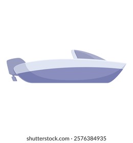 Isolated cartoon motorboat illustration on white background for marine transportation and leisure recreation in a simple, minimalist design, perfect for vector clip art