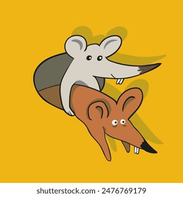 isolated cartoon mouse rat characters illustration in vector. object icon for poster sticker design logo print