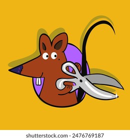 isolated cartoon mouse rat characters illustration in vector. object icon for poster sticker design logo print