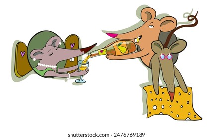 isolated cartoon mouse rat characters illustration in vector. object icon for poster sticker design logo print