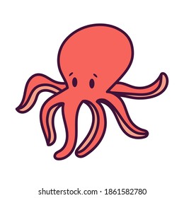 Isolated cartoon of a octopus - Vector illustration